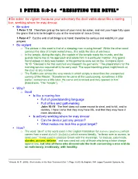 1 Peter 5:8-14 “Resisting the Devil”