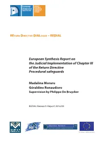 European Synthesis Report on the Judicial Implementation of Chapter III of the Return Directive Procedural Safeguards