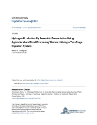 Hydrogen Production by Anaerobic Fermentation Using Agricultural and Food Processing Wastes Utilizing a Two-Stage Digestion System