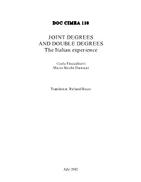 JOINT DEGREES and DOUBLE DEGREES the Italian Experience