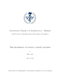 MM6005 the Impossibility of Solving a Quintic Equation