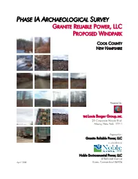 Phase Ia Archaeological Survey Granite Reliable Power, Llc Proposed Windpark