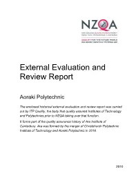 Report of External Evaluation and Review Aoraki Polytechnic