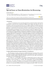 Special Issue on Nano-Biointerface for Biosensing