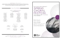 SPRING CHORAL FESTIVAL ORDER of SERVICE READING & REFLECTION Rev
