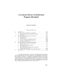 A Lockean Theory of Intellectual Property Revisited