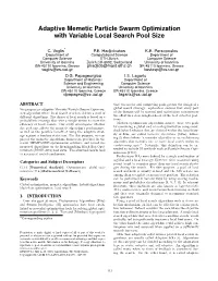 Adaptive Memetic Particle Swarm Optimization with Variable Local Search Pool Size