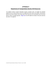 APPENDIX F Department of Transportation Section 4(F) Resources