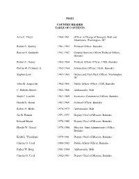 MALI COUNTRY READER TABLE of CONTENTS Arva C. Floyd