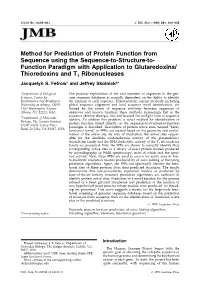 Method for Prediction of Protein Function from Sequence Using The