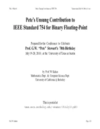 Pete's Unsung Contribution to IEEE Standard 754 for Binary Floating