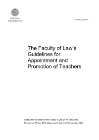 The Faculty of Law's Guidelines for Appointment and Promotion Of