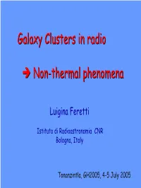 Galaxy Clusters in Radio → Non-Thermal Phenomena