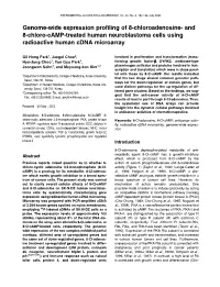 Genome-Wide Expression Profiling of 8-Chloroadenosine- and 8-Chloro-Camp-Treated Human Neuroblastoma Cells Using Radioactive Human Cdna Microarray