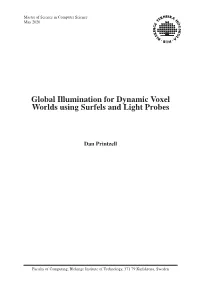 Global Illumination for Dynamic Voxel Worlds Using Surfels and Light Probes