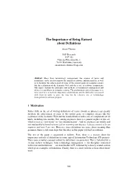 The Importance of Being Earnest About Definitions