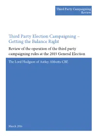 Third Party Election Campaigning Getting the Balance Right