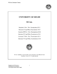 UNIVERSITY of DELHI B.Com