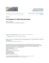 2015 Global Go to Think Tank Index Report