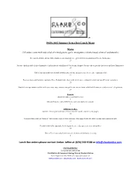 Lunch Box Orders Please Contact Amber Joffee at (626) 340-9188 Or Info@Claudandco.Com