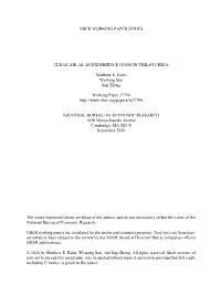 Nber Working Paper Series Clean Air As an Experience