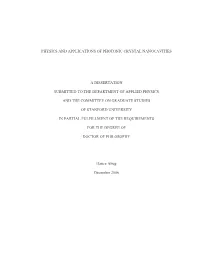 Physics and Applications of Photonic Crystal Nanocavities