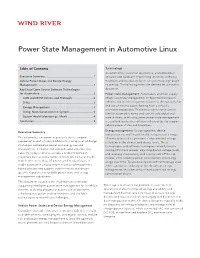 Power State Management in Automotive Linux