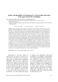 Quality and Digestibility of Food Ingested by Various Trophic Fish Groups in the Upper Paraná River Floodplain