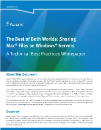 Sharing Mac® Files on Windows® Servers a Technical Best Practices Whitepaper