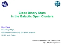 Close Binary Stars in the Galactic Open Clusters