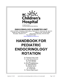 Handbook for Pediatric Endocrinology Rotation