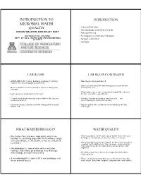 Introduction to Microbial Water Quality