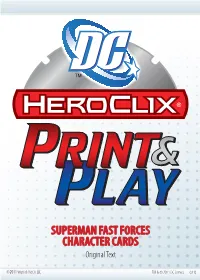SUPERMAN FAST FORCES CHARACTER CARDS Original Text