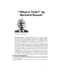 “"What Is Truth?” by Bertrand Russell