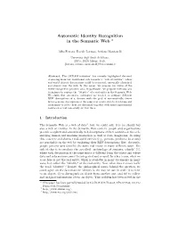 Automatic Identity Recognition in the Semantic Web *