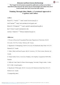 Behavioral and Brain Sciences (Forthcoming) This Target Article Has Been Accepted for Publication and Has Not Yet Been Copyedited and Proofread