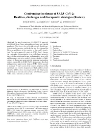 Confronting the Threat of SARS‑Cov‑2: Realities, Challenges and Therapeutic Strategies (Review)