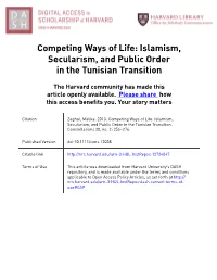 Islamism, Secularism, and Public Order in the Tunisian Transition