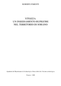 Vitozza: Un Insediamento Rupestre Nel Territorio Di Sorano