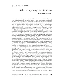 What, If Anything, Is a Darwinian Anthropology?