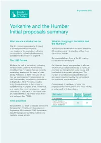 Yorkshire and the Humber | Initial Proposals Summary