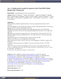 A Robust Goal Is Needed for Species in the Post-2020 Global Biodiversity Framework