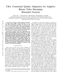 CBA: Contextual Quality Adaptation for Adaptive Bitrate Video Streaming (Extended Version)
