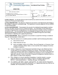 DIRECTIVE Contraband Drug Testing § 1010.1 POLICY