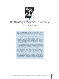 Improving Efficiency in Tertiary Education
