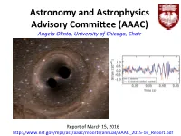 Astronomy and Astrophysics Advisory Commi&Ee (AAAC)