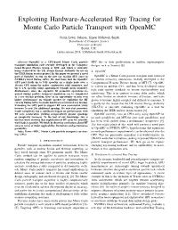Exploiting Hardware-Accelerated Ray Tracing for Monte Carlo Particle Transport with Openmc