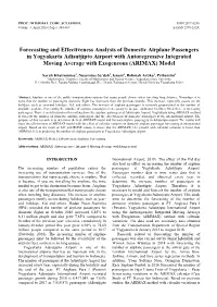 Forecasting and Effectiveness Analysis of Domestic Airplane