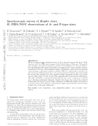 Spectroscopic Survey of Kepler Stars. II. FIES/NOT Observations of A