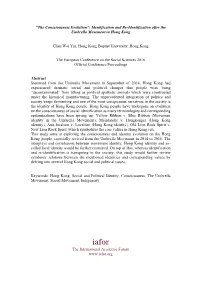 “The Consciousness Evolution”: Identification and Re-Identification After the Umbrella Movement in Hong Kong Chan Wai Yin, H